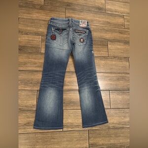 AFFLICTION Women's Denim Jeans JADE PATRIOT CROSSROAD Embroidered Buckle Sz 24